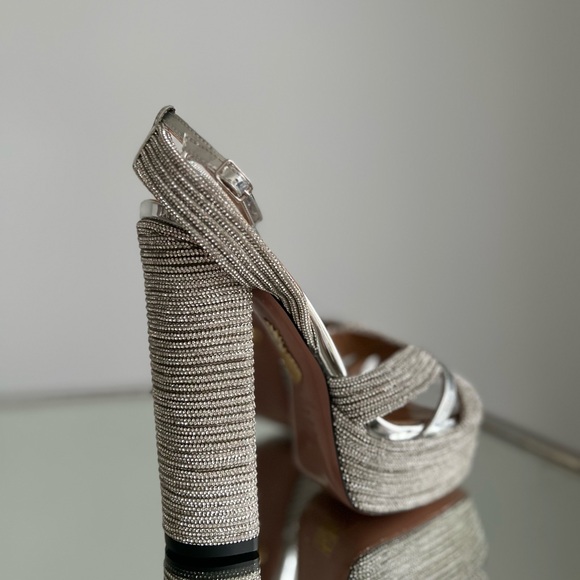 AQUAZZURA Sundance 140 crystal-embellished metallic platform sandals $1,895 37 - Picture 12 of 17